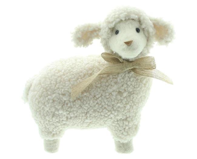 Preview: Dekofigur "Lamm" 22 cm groß, Osterdeko mit Teddyfell, Wohnzimmer Deko Figur für Ostern
