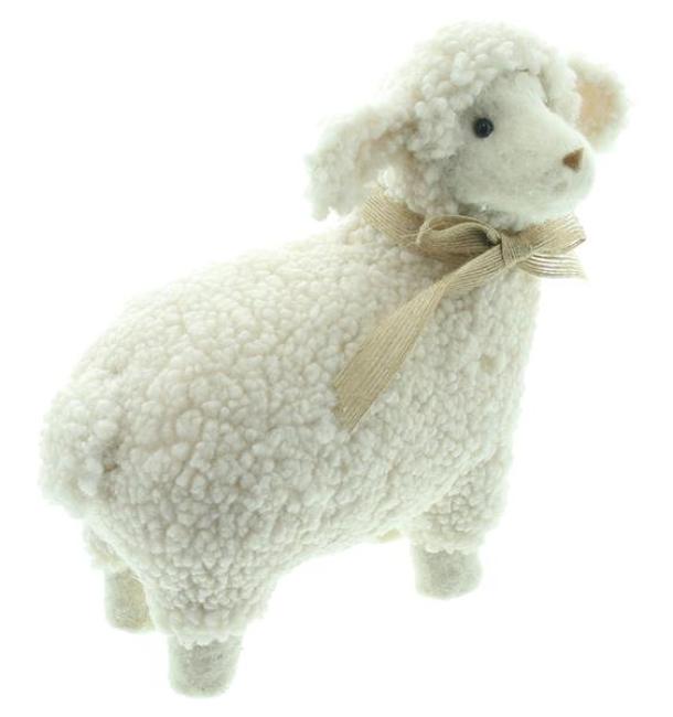 Dekofigur "Lamm" 22 cm groß, Osterdeko mit Teddyfell, Wohnzimmer Deko Figur für Ostern