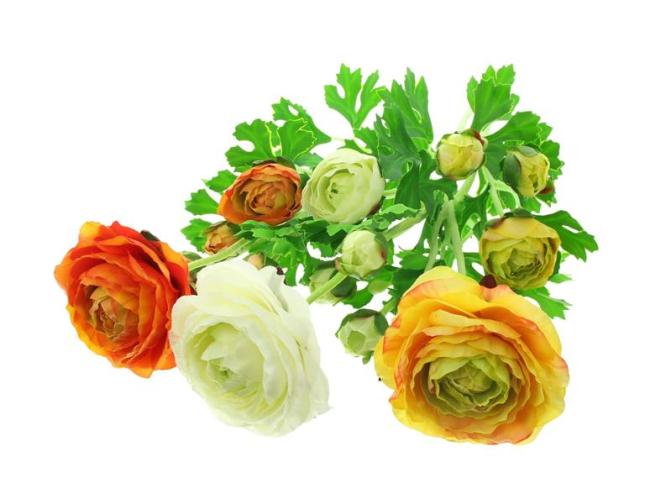 Preview: 3x Kunstblume "Ranunkeln" 66 cm groß, künstlich wie echt, Real Touch Effekt, Kunstblüten