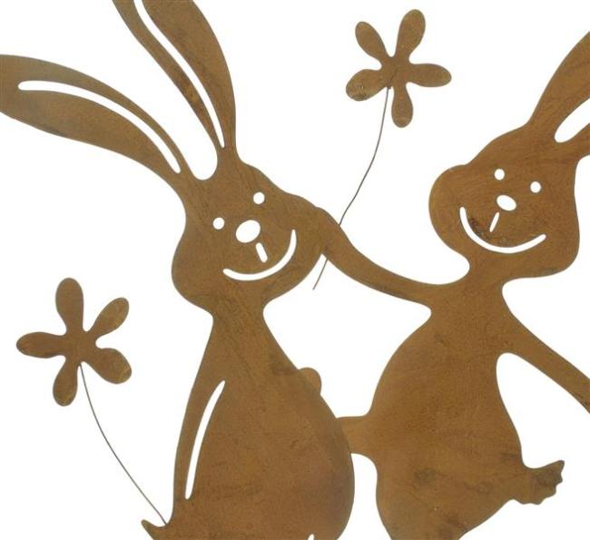 2x Hasenfigur "Rosthase" aus Metall mit Rost Finish, 37 + 38 cm groß, Osterdeko, Osterhase, Deko Figur, Osterfigur
