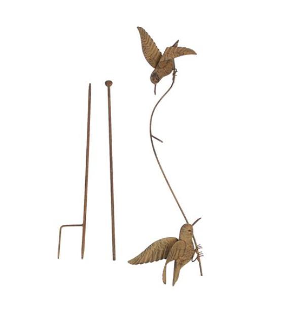 Gartenstecker "Vogelwippe" aus Metall mit Echt Rost Finish, 125 cm hoch, Dekostecker wetterfest, Outdoor Gartendeko für Draußen