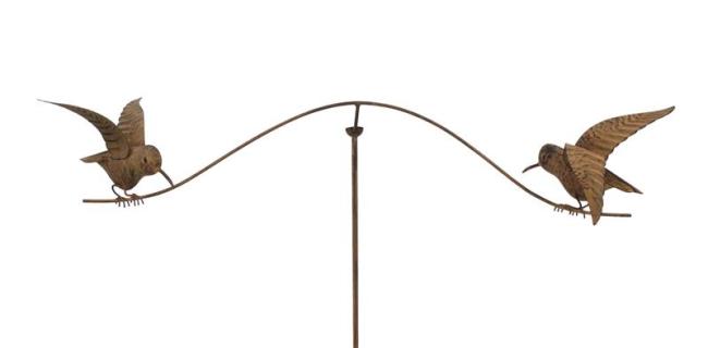 Gartenstecker "Vogelwippe" aus Metall mit Echt Rost Finish, 125 cm hoch, Dekostecker wetterfest, Outdoor Gartendeko für Draußen