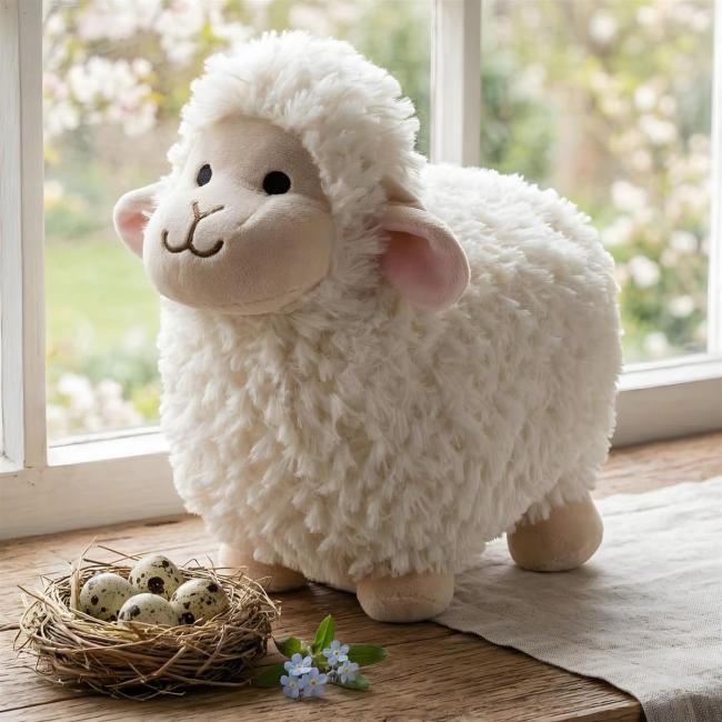 Dekofigur "Schäfchen" aus Kunstfell, flauschig weich, Deko Schaf für Ostern, Oster-Geschenk, Osterdeko