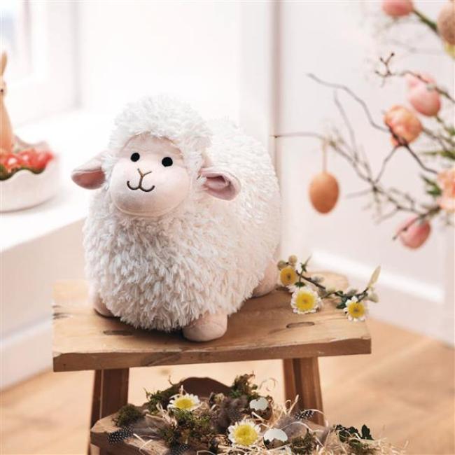 Preview: Dekofigur "Schäfchen" aus Kunstfell, flauschig weich, Deko Schaf für Ostern, Oster-Geschenk, Osterdeko