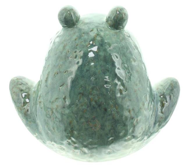 Dekofigur "Frosch" aus Porzellan, glänzend grün, 17 cm hoch, Outdoor Gartendeko, Froschfigur für draußen