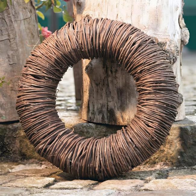 Kranz "Natur" aus Rattan, Ø 36 cm, Naturkranz für Drinnen & Draußen, Wandkranz, Türkranz, Tischkranz