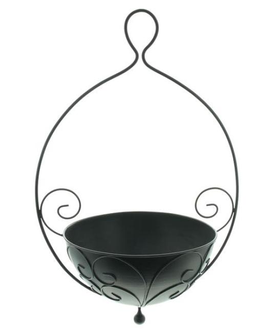 Preview: Blumenampel "Ranken" aus Metall, schwarz, Ø 20 cm, Hängeampel innen für Zimmerpflanzen, Hängetopf für Hängepflanzen