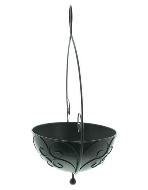 Blumenampel "Ranken" aus Metall, schwarz, Ø 20 cm, Hängeampel innen für Zimmerpflanzen, Hängetopf für Hängepflanzen