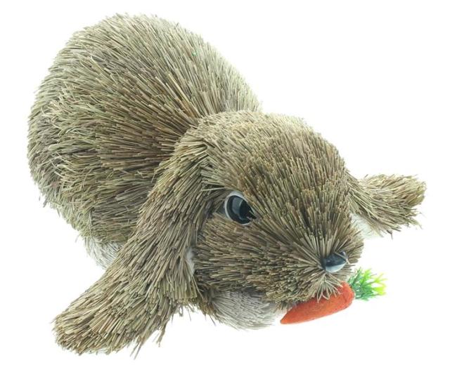 Preview: Osterhase "Mümmelhäschen" Hasenfigur aus Stroh, 18x17x9 cm, Osterdeko, Osterfigur, Dekofigur Hase