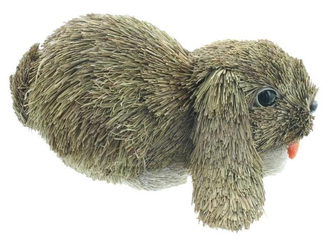 Osterhase "Mümmelhäschen" Hasenfigur aus Stroh, 18x17x9 cm, Osterdeko, Osterfigur, Dekofigur Hase