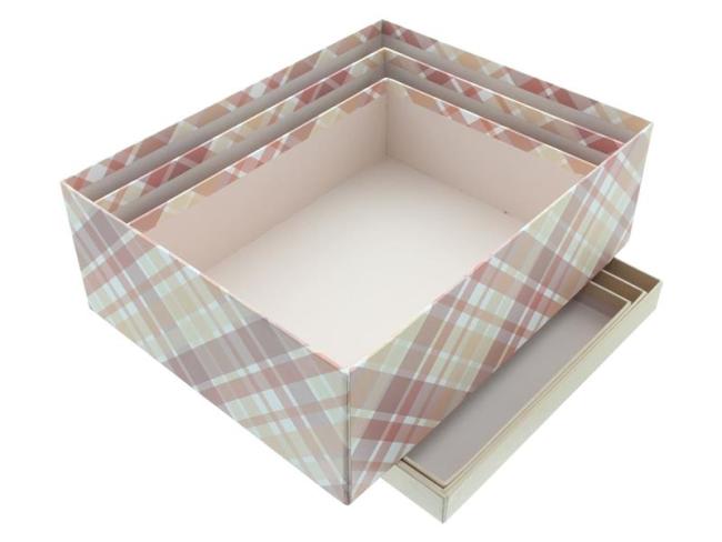 3x Aufbewahrungsbox mit Deckel "Kariert" Geschenkboxen-Set aus Papier, Fotobox, Geschenkkiste, Wohnzimmer Schlafzimmer Aufbewahrung
