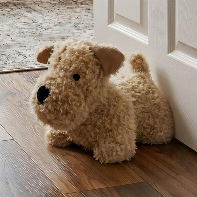 Türstopper "Hund" aus Kunstfell, schwer, lustiger Tür- & Fensterstopper, Türfeststeller, Türpuffer Boden