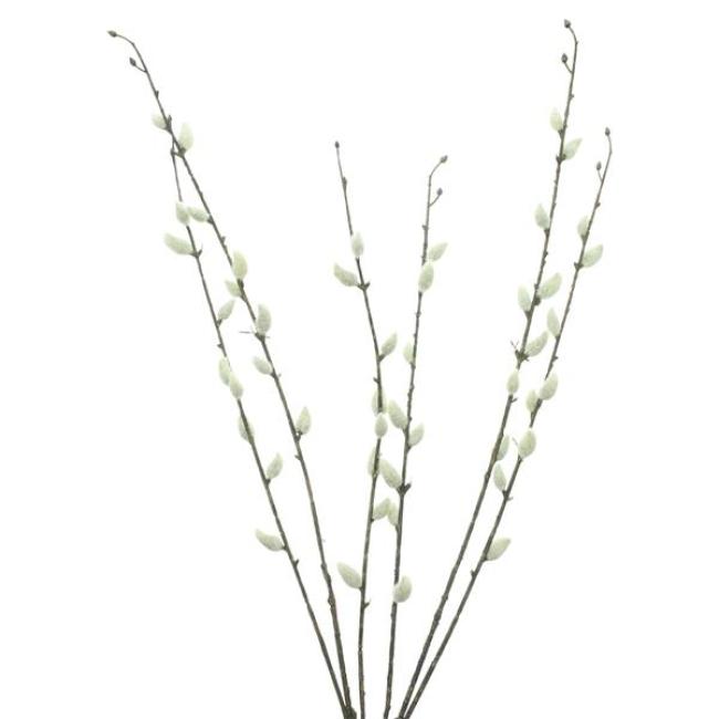 Preview: 2x Dekozweig "Weidenkätzchen" 77 cm groß, Kunstblume in weiß, Kunstpflanze wie echt, Frühlingsstrauß künstlich