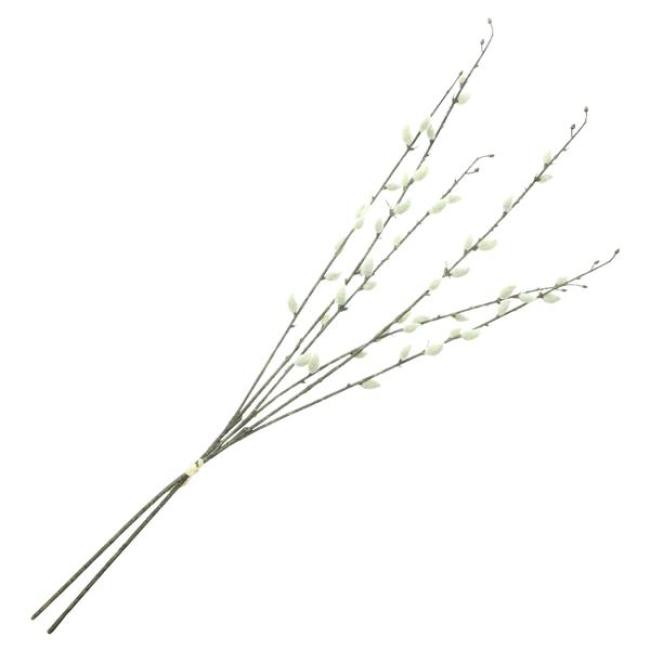 Preview: 2x Dekozweig "Weidenkätzchen" 77 cm groß, Kunstblume in weiß, Kunstpflanze wie echt, Frühlingsstrauß künstlich