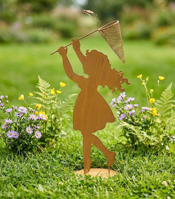 Dekofigur "Sommertraum" aus Metall mit Echt Rost Finish, 51 cm hoch, Outdoor Gartendeko, Rostdeko
