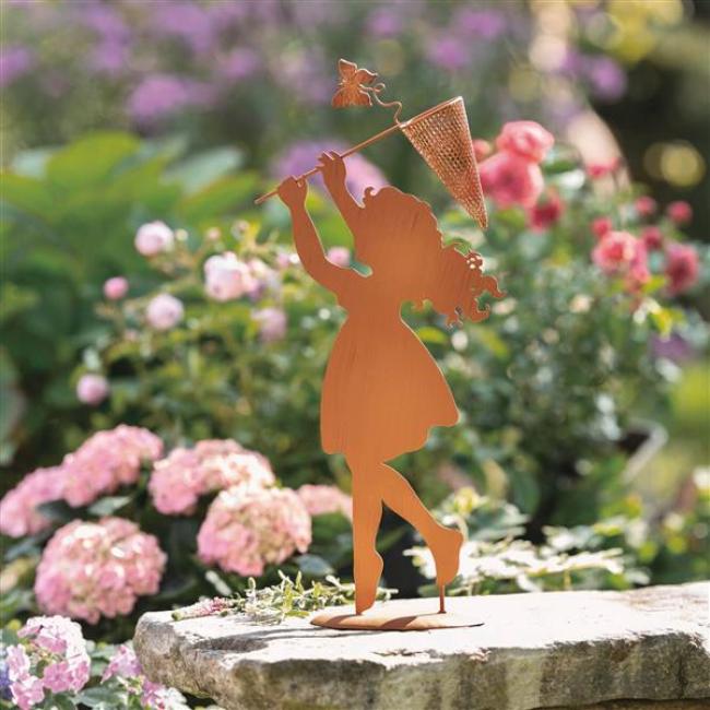 Preview: Dekofigur "Sommertraum" aus Metall mit Echt Rost Finish, 51 cm hoch, Outdoor Gartendeko, Rostdeko