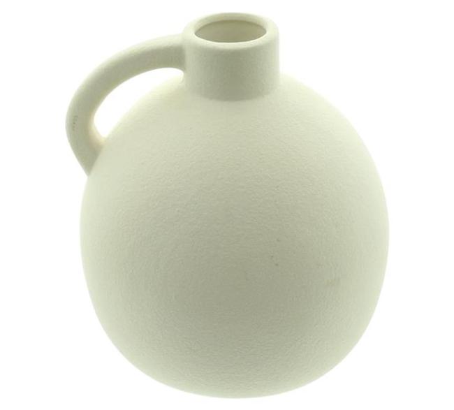 Dekovase "Krug" aus Porzellan, creme, kleine Blumenvase, Tischvase für Trockenblumen, Zweige & Äste, Vase