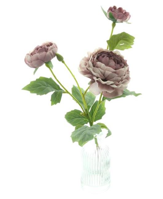 Preview: Kunstblume "Pfingstrosen" in Vase, Kunstblüten, künstliche Blumen in Glasvase, 37 cm hoch, Dekoblumen