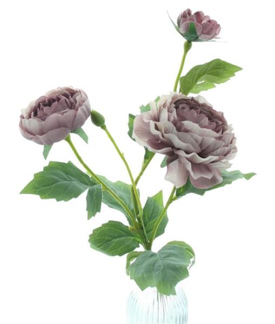 Kunstblume "Pfingstrosen" in Vase, Kunstblüten, künstliche Blumen in Glasvase, 37 cm hoch, Dekoblumen