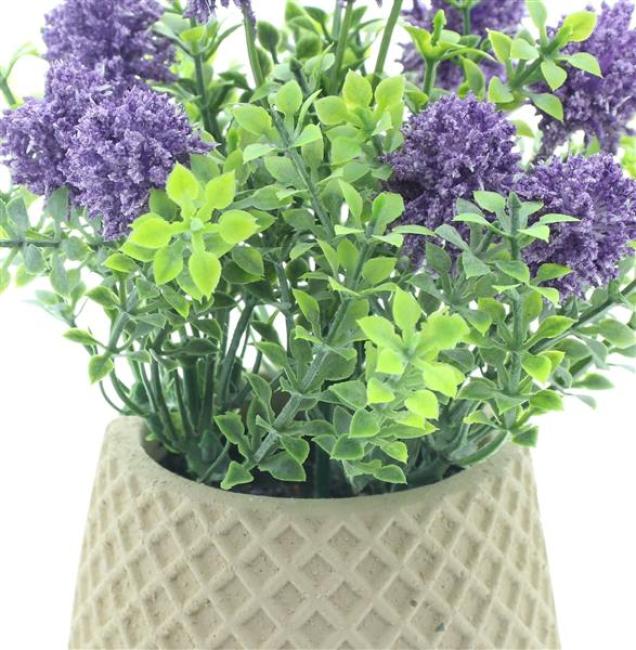 Kunstpflanze "Allium" im Topf, Kunstblume 18 cm hoch, künstliche Pflanze wie echt, Zierlauch mit Blüten in lila