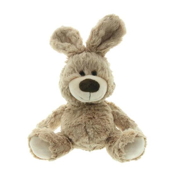 Preview: Kuscheltier "Hase" aus flauschig weichem Kunstfell, Plüschtier 32 cm, Stofftier braun