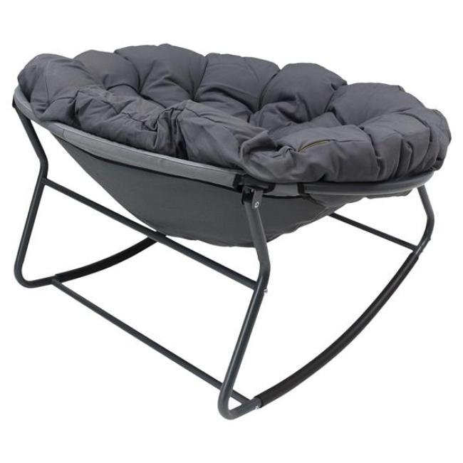 Schaukelsessel "Relax" In & Outdoor Relaxsessel, Schaukelstuhl mit Sitzkissen, Anthrazit grau, wetterfest für Garten, Balkon & Terrasse, Gartenstuhl