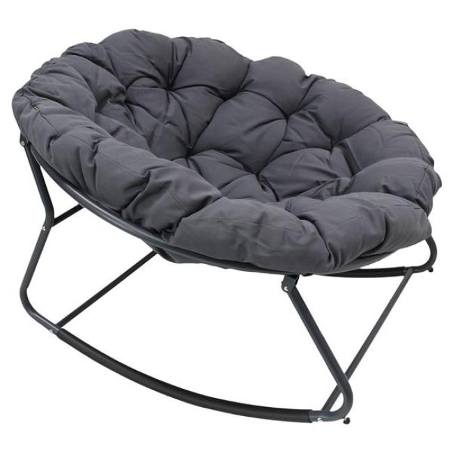 Schaukelsessel "Relax" In & Outdoor Relaxsessel, Schaukelstuhl mit Sitzkissen, Anthrazit grau, wetterfest für Garten, Balkon & Terrasse, Gartenstuhl