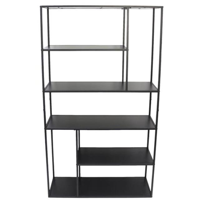 Preview: Regal "Classico" Bücherregal aus Metall, schwarz, Wohnzimmer Deko-Regal, Standregal, 6 Ebenen, 90 x 30 x 160 cm, Blumenrgal, Büroregal