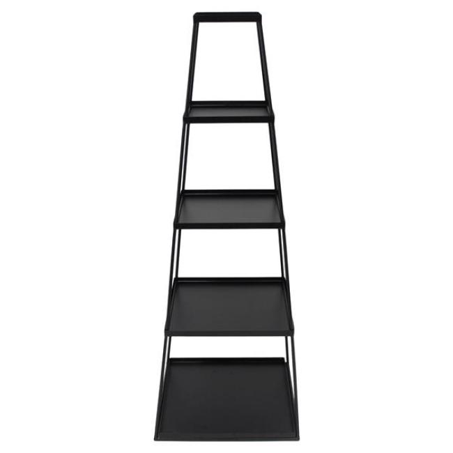 Preview: Steckregal "Industrial" aus Metall, schwarz, Pyramide mit 4 Ebenen, Metallregal, Standregal für Wohnzimmer, Schlafzimmer, Deko, Stufenregal