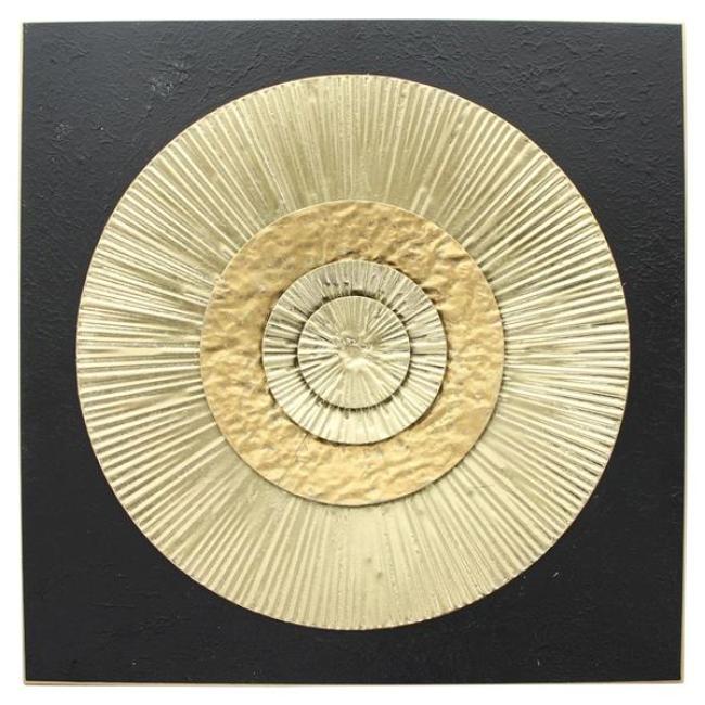 3D Wanddeko "Golden Circle" aus Metall, gold & schwarz, 56x56 cm, Metallbild, Wandbild, Wandschmuck