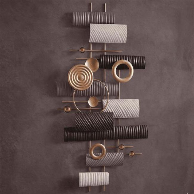 Preview: 3D Wanddeko "Aesthetic" aus Metall, schwarz & gold, 77x39 cm, Wandbild, Wandschmuck, Metallbild