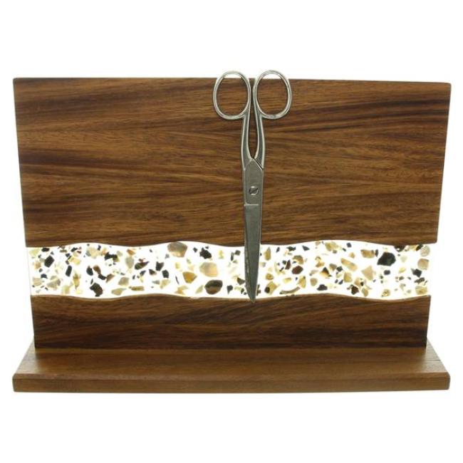 Messerblock magnetisch "Muscheln" Magnet-Messerhalter aus Holz (Akzazie), Epoxy & Muscheln, Magnetischer Messerblock ohne Messer