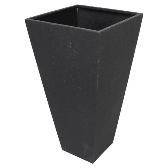 Pflanzkübel "Trend" aus Metall in matt-schwarz, 58 cm hoch, Blumentopf groß Außen, raue Oberfläche, UV-Beständig, Pflanztopf wetterfest, Übertopf frostsicher
