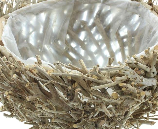 Pflanzschale "Verzweigt" aus Zweigen, rund, Ø 34 cm, Pflanztopf, Blumenkübel, Übertopf, Blumentopf, Blumenschale
