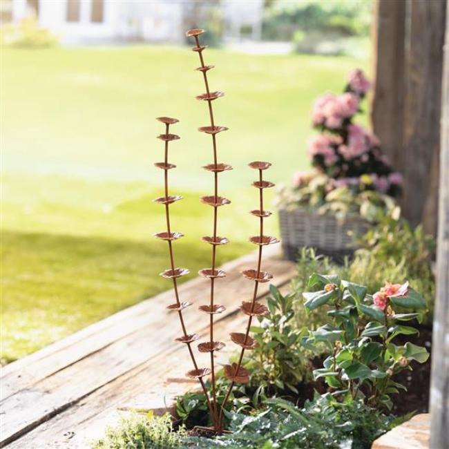 Preview: Gartenstecker "Rostblume" aus Metall mit Echt Rost Finish, 96 cm hoch, Dekostecker wetterfest, Roststecker, Outdoor Gartendeko für Draußen