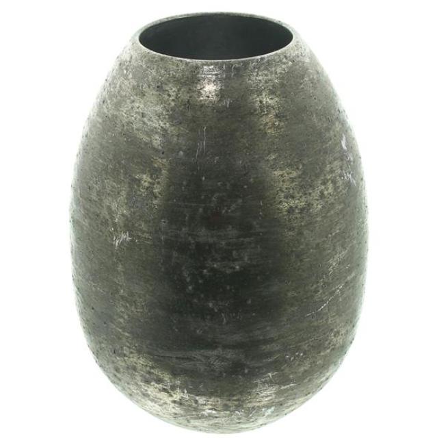 Dekovase "Antik" aus Metall, grau / gold, Blumenvase 24 cm hoch, Tischvase für Trockenblumen, Zweige & Äste, Vase