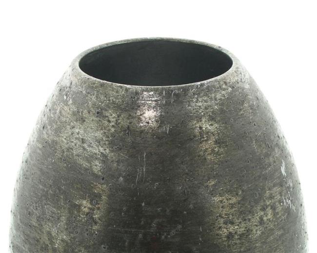 Dekovase "Antik" aus Metall, grau / gold, Blumenvase 24 cm hoch, Tischvase für Trockenblumen, Zweige & Äste, Vase