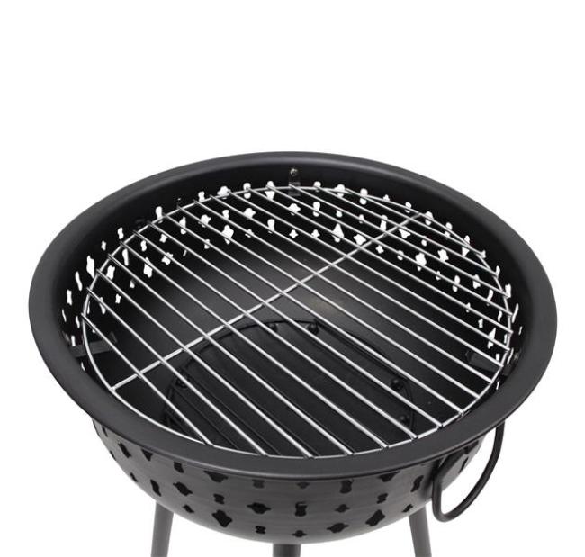 Grill "Black" aus Metall, schwarz, Holzkohlegrill tragbar, Kohlegrill mit Edelstahl-Grillrost & abnehmbarer Haube