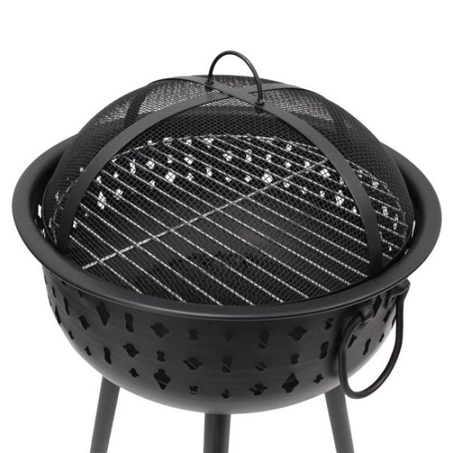 Grill "Black" aus Metall, schwarz, Holzkohlegrill tragbar, Kohlegrill mit Edelstahl-Grillrost & abnehmbarer Haube