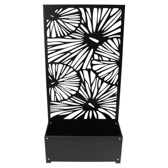 Preview: Pflanzkasten mit Rankgitter aus Metall, schwarz, 60x24x24 cm, mit Rankhilfe 122 cm hoch, Blumenkasten mit Spalier, Hochbeet mit Sichtschutz
