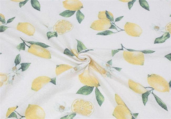 dünne Sommerdecke "Lemon" beige mit Zitronen Motiv, Kuscheldecke 130x160 cm, Sofadecke, Couchdecke