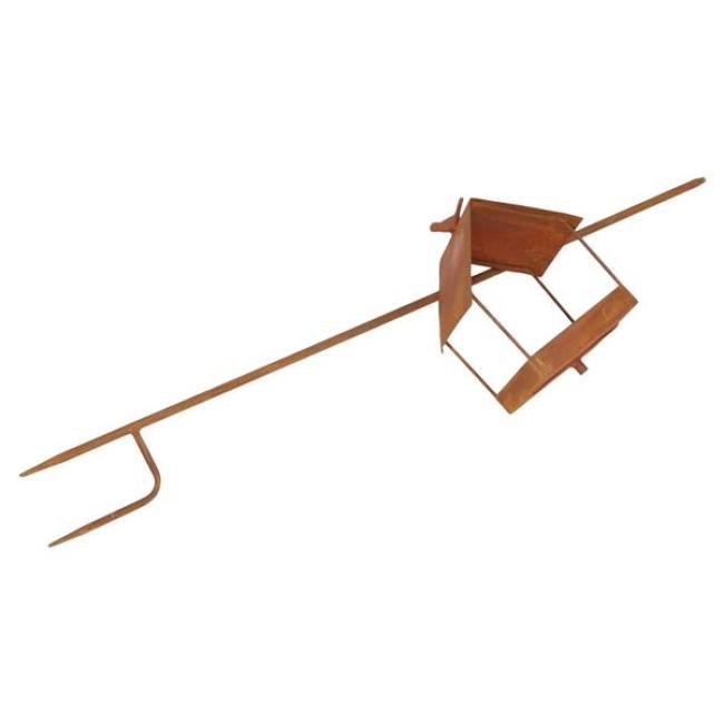 Rost Gartenstecker "Vogelhaus" aus Metall mit Edelrost, Vogelhäuschen, Vogelfutterhaus, Futterhaus