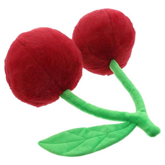 Preview: Plüschdeko "Cherry" Kuschelkissen rot, Dekokissen Kirschen, Sofakissen 35x16x30 cm, Zierkissen, Couchkissen