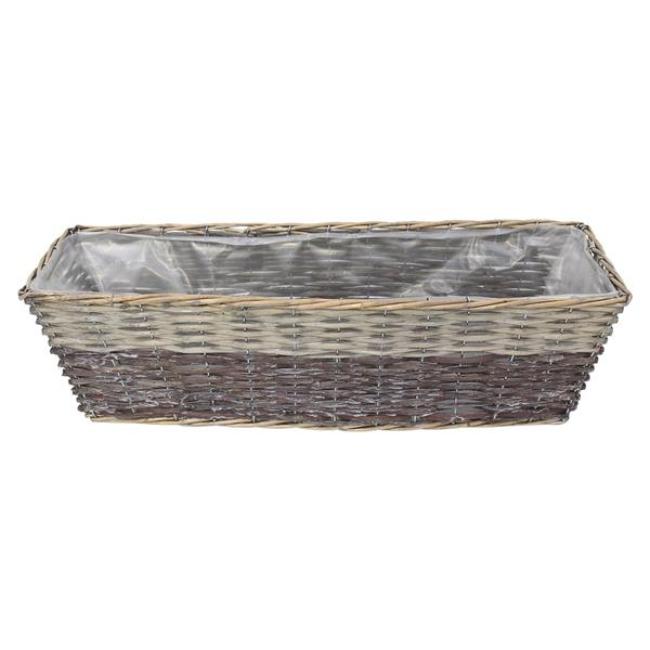Preview: Balkon Blumenkasten "Grey" aus Weide, grau, Pflanzkasten 55 cm lang, Balkonkasten, Pflanzgefäß für Drinnen & Draußen