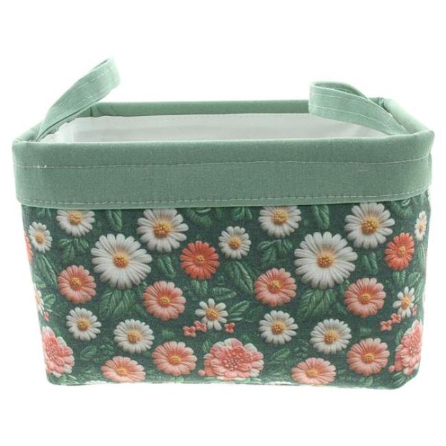 Preview: Stoffkorb "Blumen" bunt, 29x19x18 cm, Aufbewahrungskorb, Universalkorb, Tragekorb, Spielzeugkorb, Badkorb