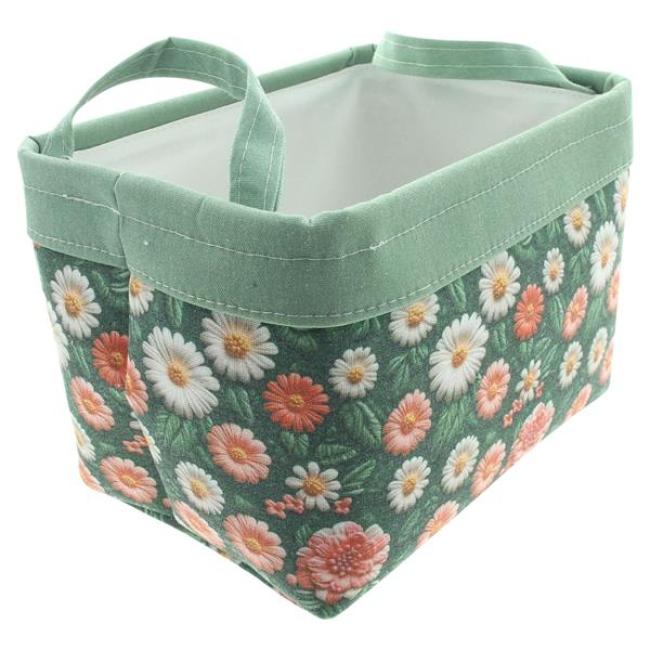 Preview: Stoffkorb "Blumen" bunt, 29x19x18 cm, Aufbewahrungskorb, Universalkorb, Tragekorb, Spielzeugkorb, Badkorb