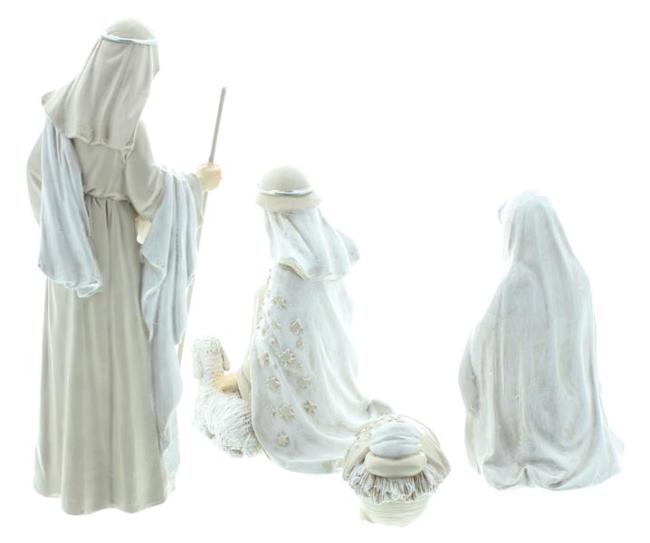 Preview: Krippenfiguren-Set "Heiligabend" 4 Weihnachtsfiguren aus Polyresin, 4-16 cm hoch, Figuren für die Krippe, Weihnachtsdeko