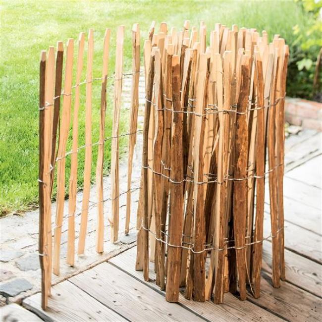 Preview: Staketenzaun "Haselnuss" Gartenzaun 90 cm hoch, 5 m lang, Holzzaun, Rollzaun, Teichzaun