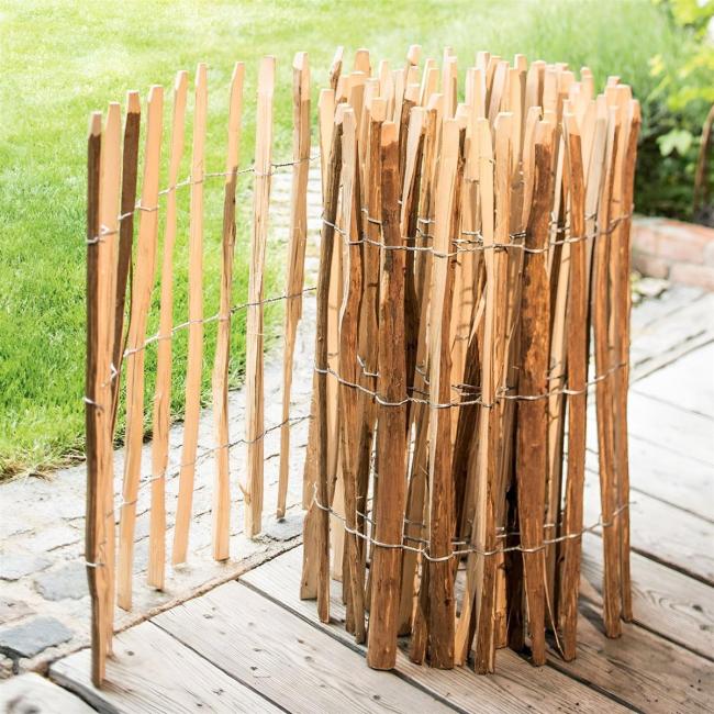 Staketenzaun "Haselnuss" Gartenzaun 90 cm hoch, 5 m lang, Holzzaun, Rollzaun, Teichzaun