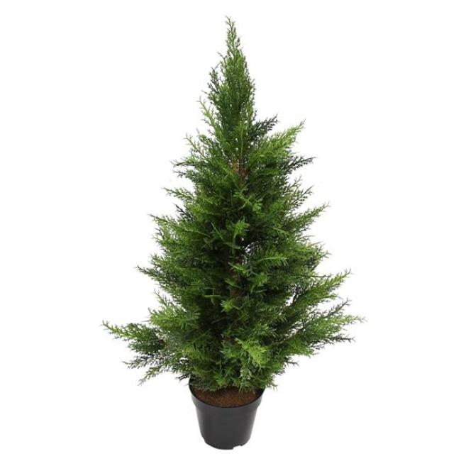 Preview: Kunstpflanze "Konifere" künstliche Pflanze wie echt, 91 cm hoch, Kunstbaum im Topf, Kunstpflanzen immergrün